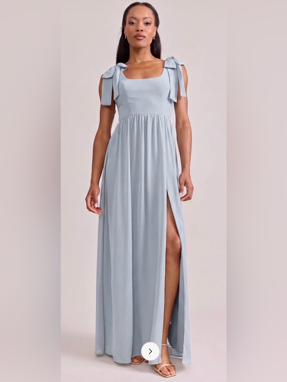 Revelry Chiffon Dress 6 Light Blue Maxi A-Line Formal Bridesmaid Gown Wedding